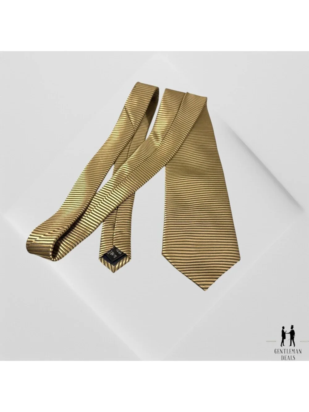 Firenze Tie Italy Gold 3D Ribbed Patterned Silk Neck tie Striped Long 61x3.5